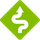 Green winding road traffic sign icon
